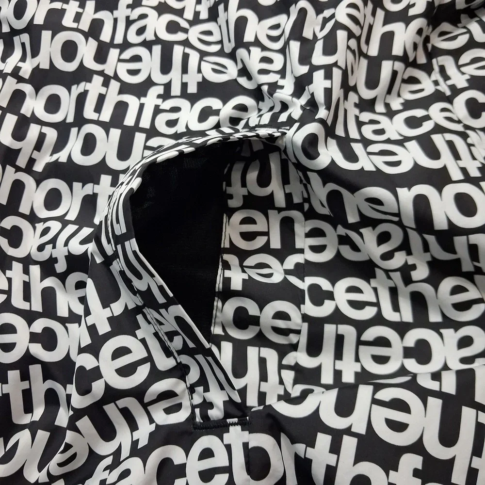 The North Face Mens Windwall Jacket Black White All Over Logo Print Large L